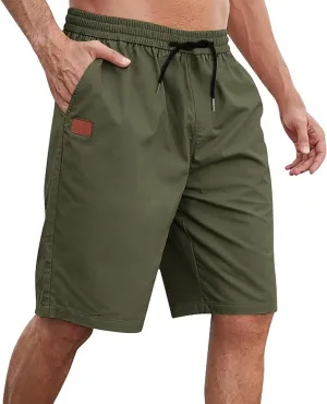 Men Athletic Shorts Summer Casual Cargo Shorts Elastic High Waisted Shorts Workout Golf Drawstring Shorts with Pocket