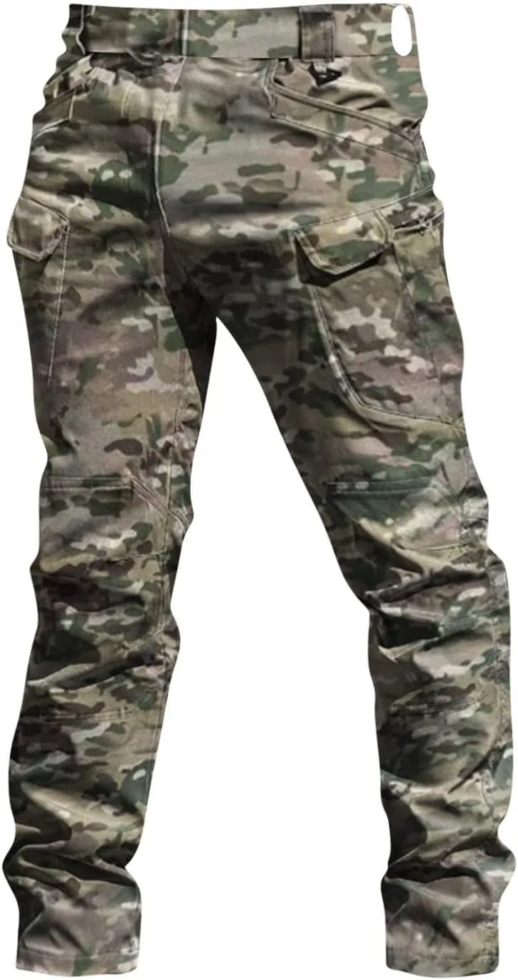 Men Cargo Work Pants Water Resistant Lightweight Military Pants with Pockets Camo Quick Dry Work Outfits