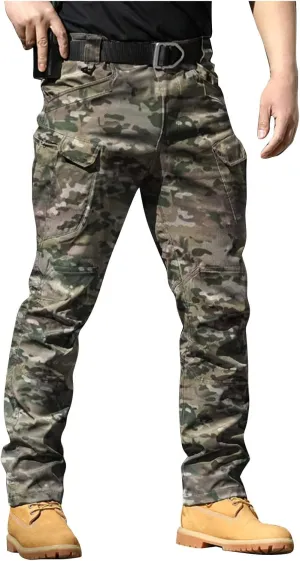 Men Cargo Work Pants Water Resistant Lightweight Military Pants with Pockets Camo Quick Dry Work Outfits