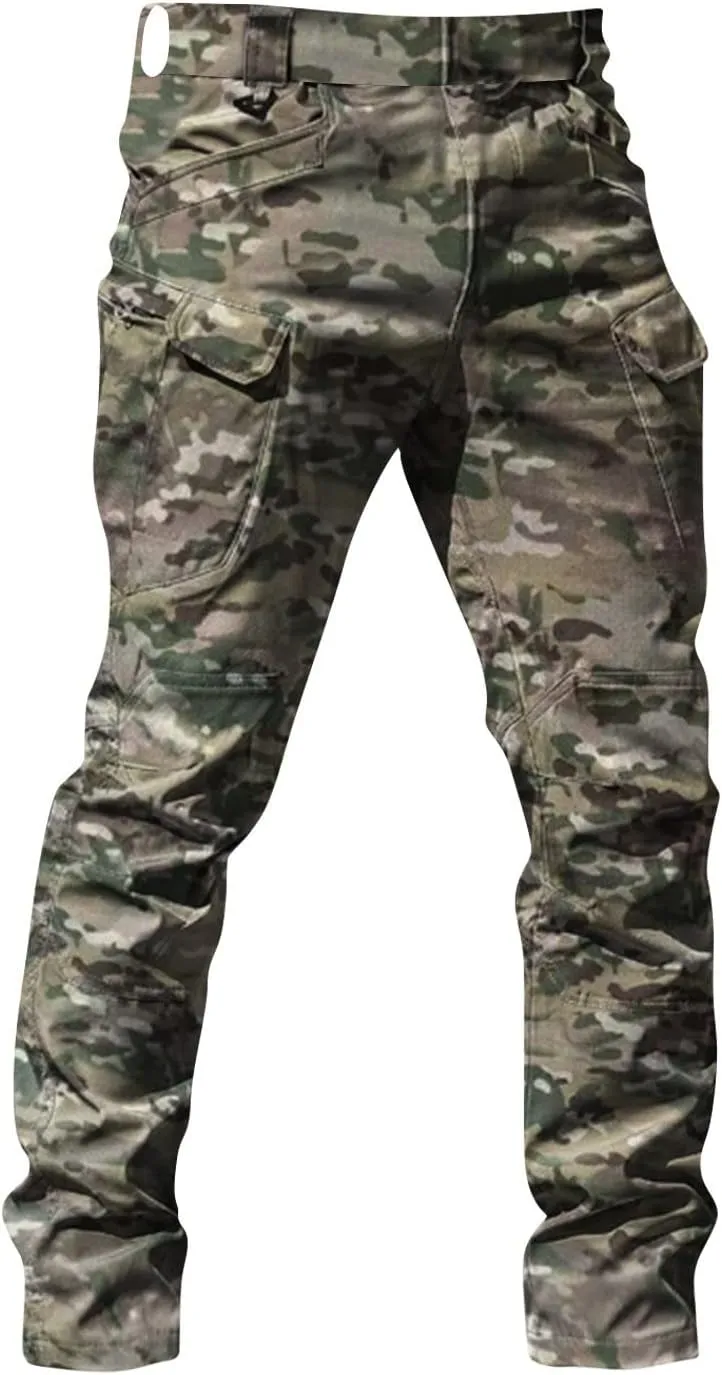 Men Cargo Work Pants Water Resistant Lightweight Military Pants with Pockets Camo Quick Dry Work Outfits