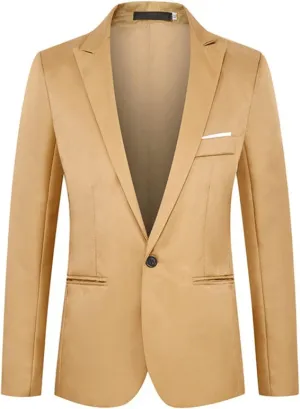 Men Coats Winter Suit Jackets Slim Fit One Button Solid Business Blazer Tops Formal Prom Suit Blazer Sports Suit Coat