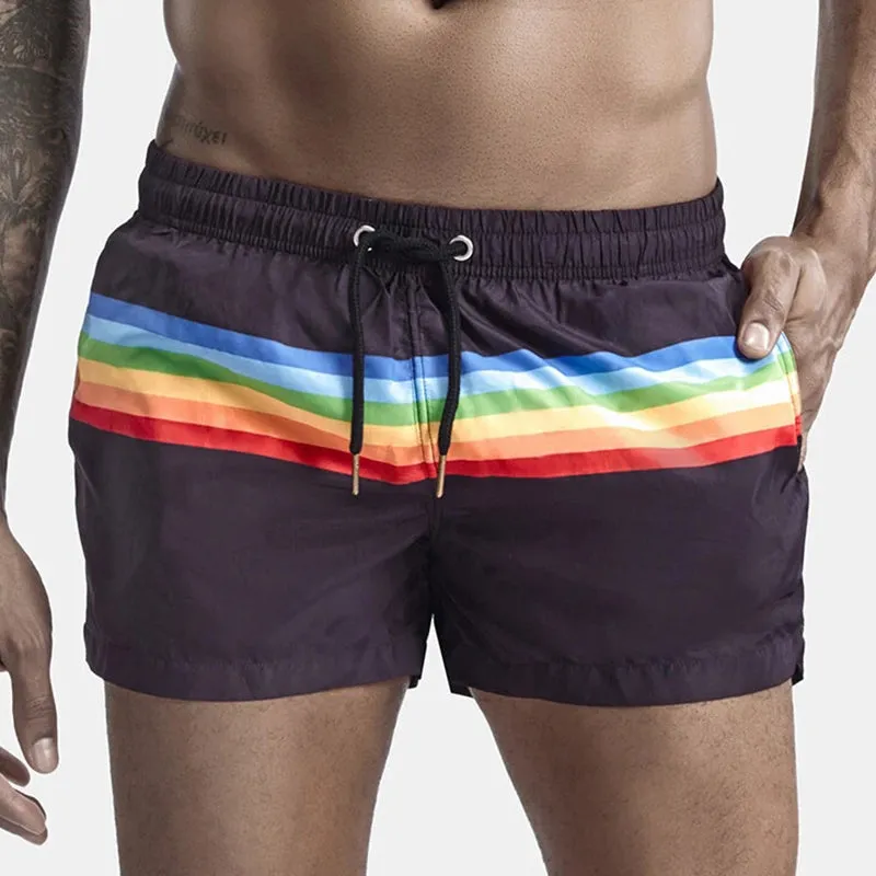 Men Colorblock Stripe Shorts Drawstring Shorts
