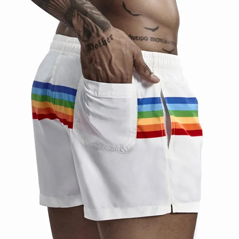Men Colorblock Stripe Shorts Drawstring Shorts