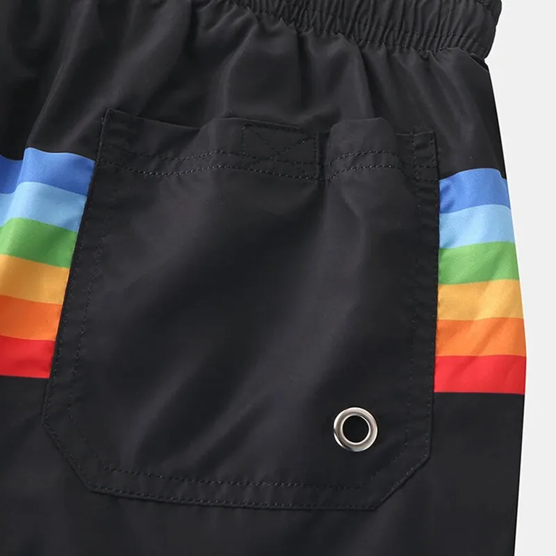 Men Colorblock Stripe Shorts Drawstring Shorts
