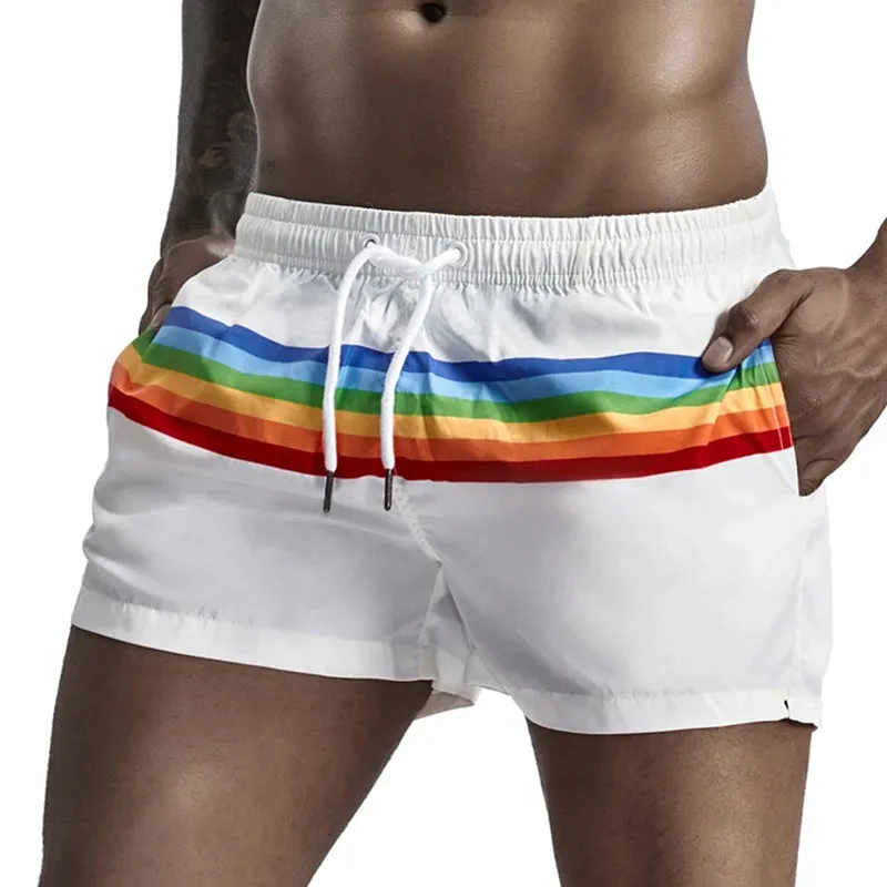 Men Colorblock Stripe Shorts Drawstring Shorts