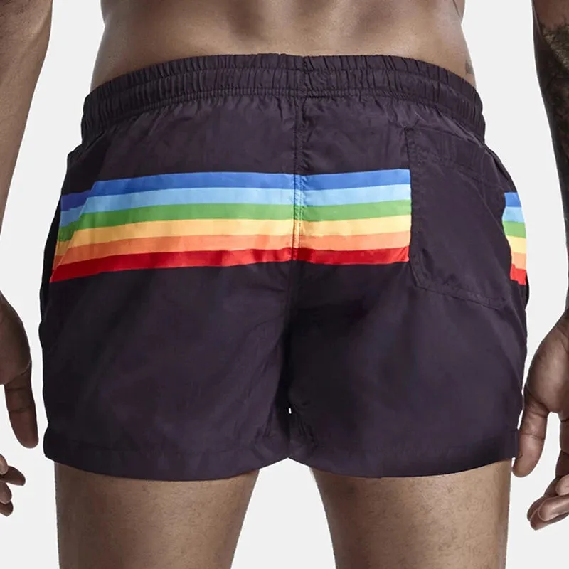 Men Colorblock Stripe Shorts Drawstring Shorts