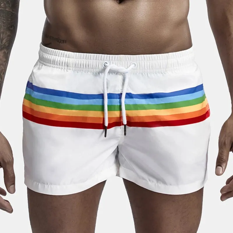Men Colorblock Stripe Shorts Drawstring Shorts