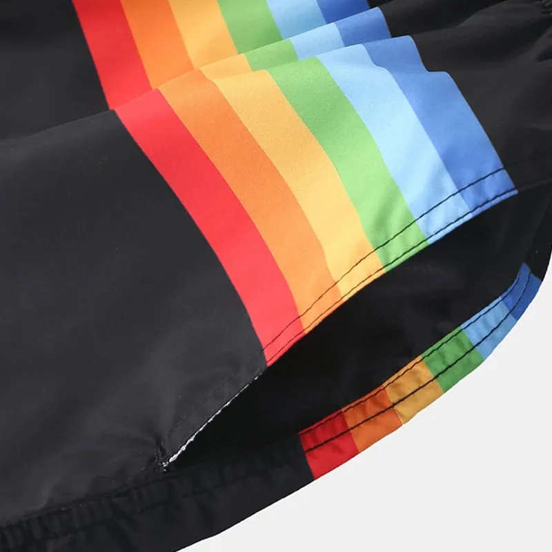 Men Colorblock Stripe Shorts Drawstring Shorts