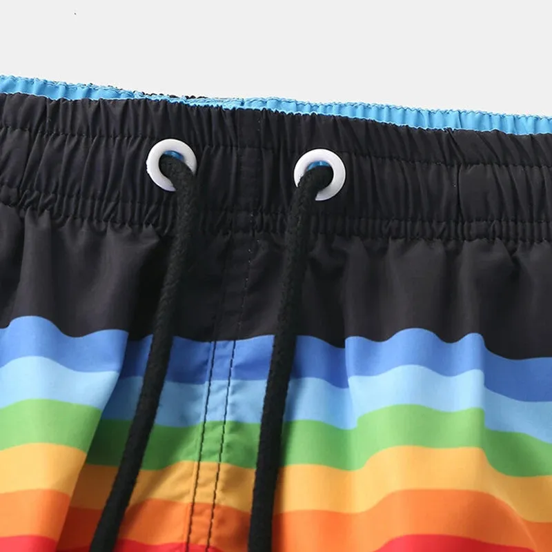 Men Colorblock Stripe Shorts Drawstring Shorts