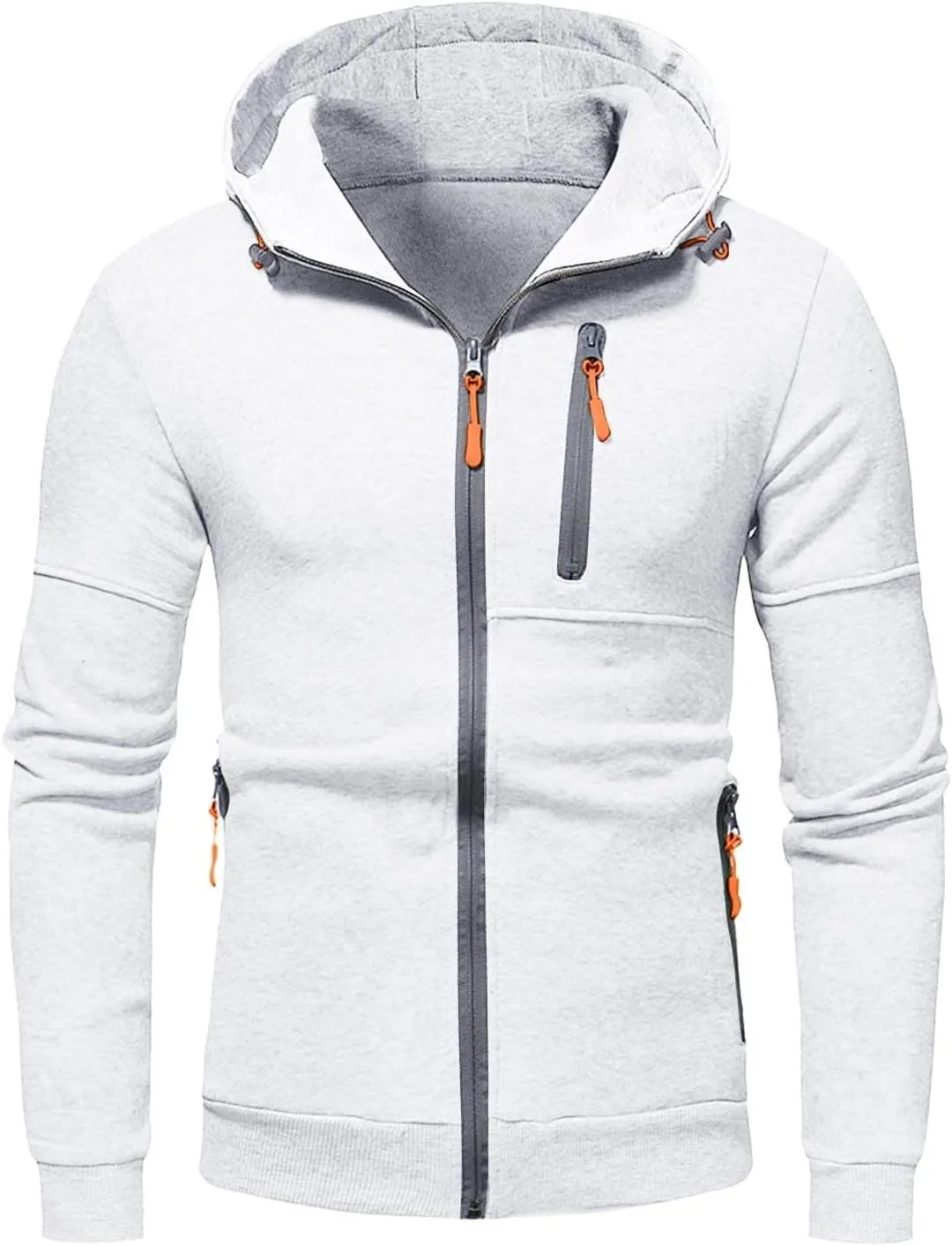Men Hoodies Casual Hoodies for Men with Zip Pockets Full Zip Long Sleeve Sweatshirt Slim Fit Gym Sports Hooded Jacket