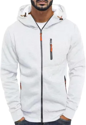 Men Hoodies Casual Hoodies for Men with Zip Pockets Full Zip Long Sleeve Sweatshirt Slim Fit Gym Sports Hooded Jacket