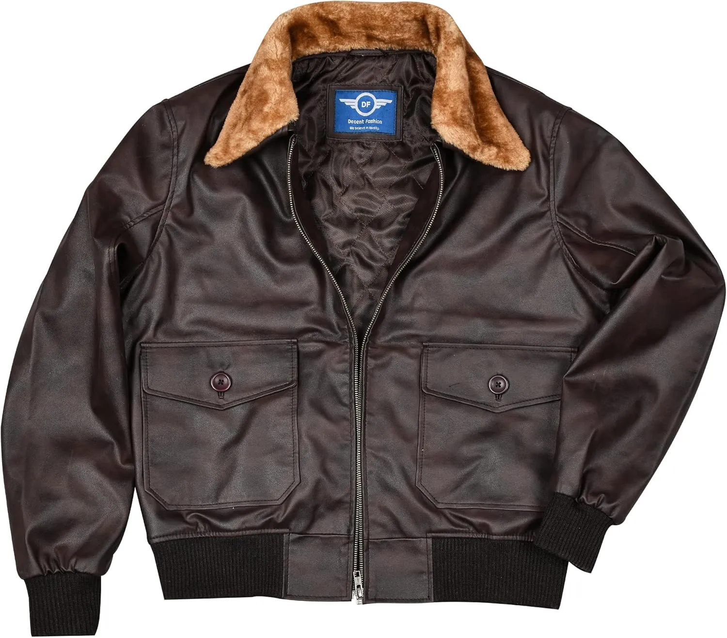 Men Leather Flight Bomber Jacket