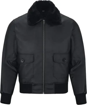 Men Leather Flight Bomber Jacket
