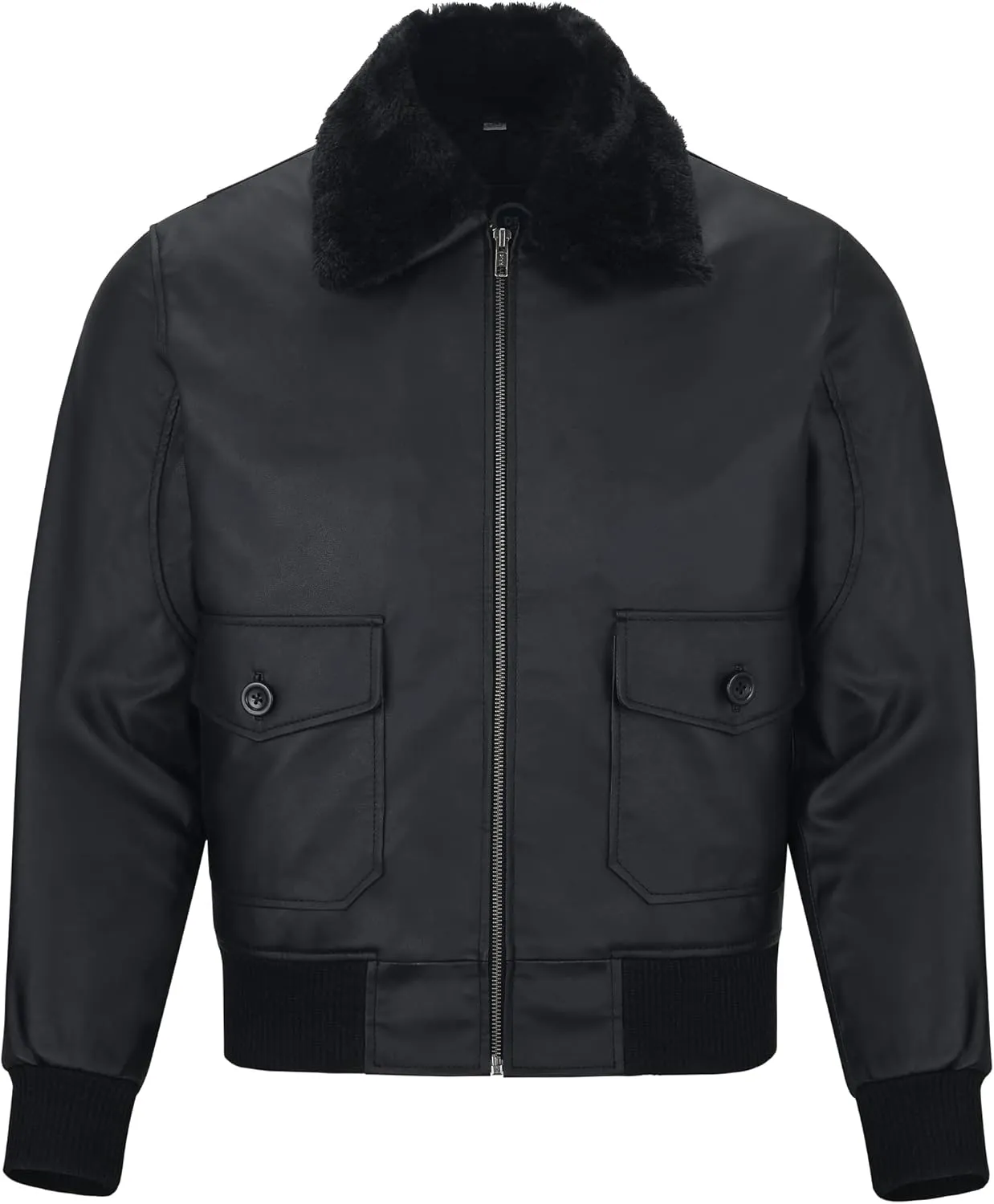 Men Leather Flight Bomber Jacket