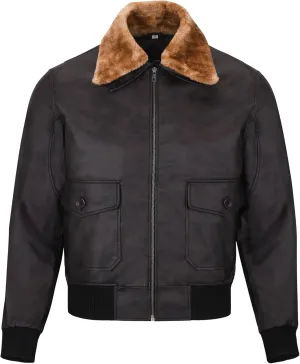 Men Leather Flight Bomber Jacket