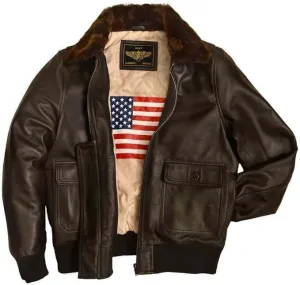 Men Navy G-1 Leather Flight Bomber Jacket (as1, alpha, l, regular, regular, Black)