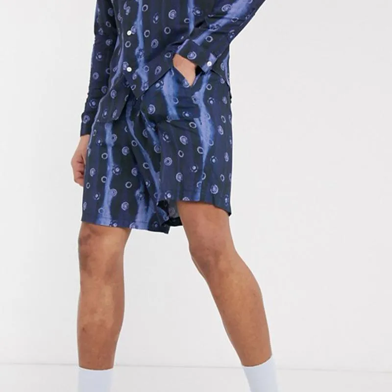 Men Printed Stripes Loose Two-Piece Suit