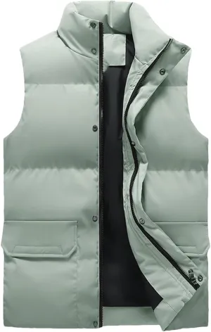 Men' Sleeveless Vest Winter Stylish Cotton-Padded Sleeveless Coats Men Stand Collar Warm Waistcoats