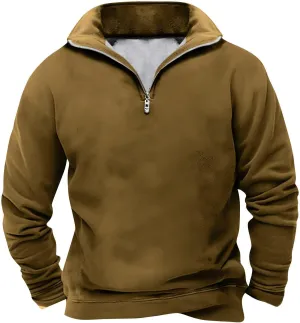Men Sweatshirt For Gradient Vintage Zippe Up Fashion Casual High Neck Long Sleeve Sports Pullover