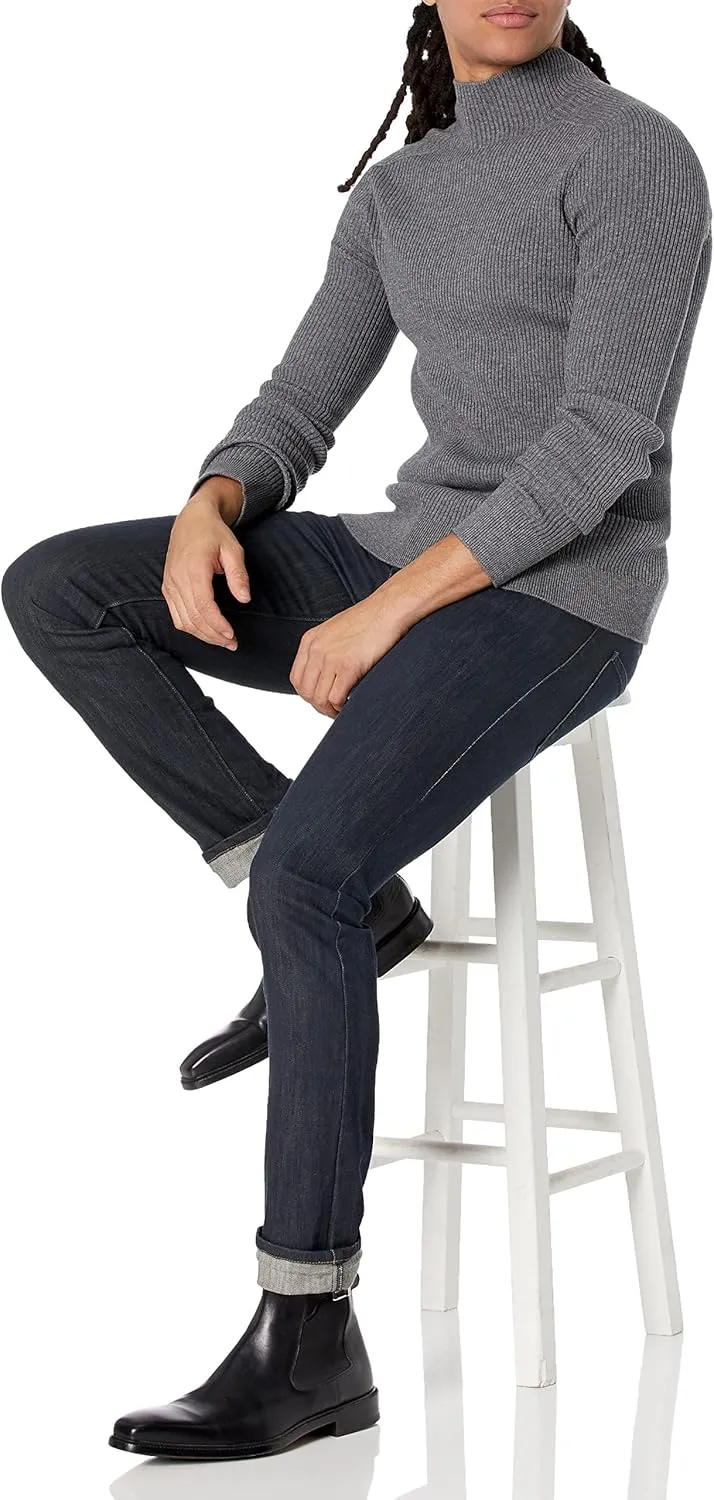 Men's 3D Turtleneck Ribbed Sweater