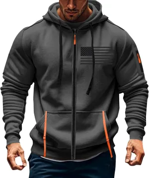 Mens America Hoodies Vintage American Flag Graphic Patriotism Hoodie 1/4 Zip Up Pullover Workout Usa Sweatshirt