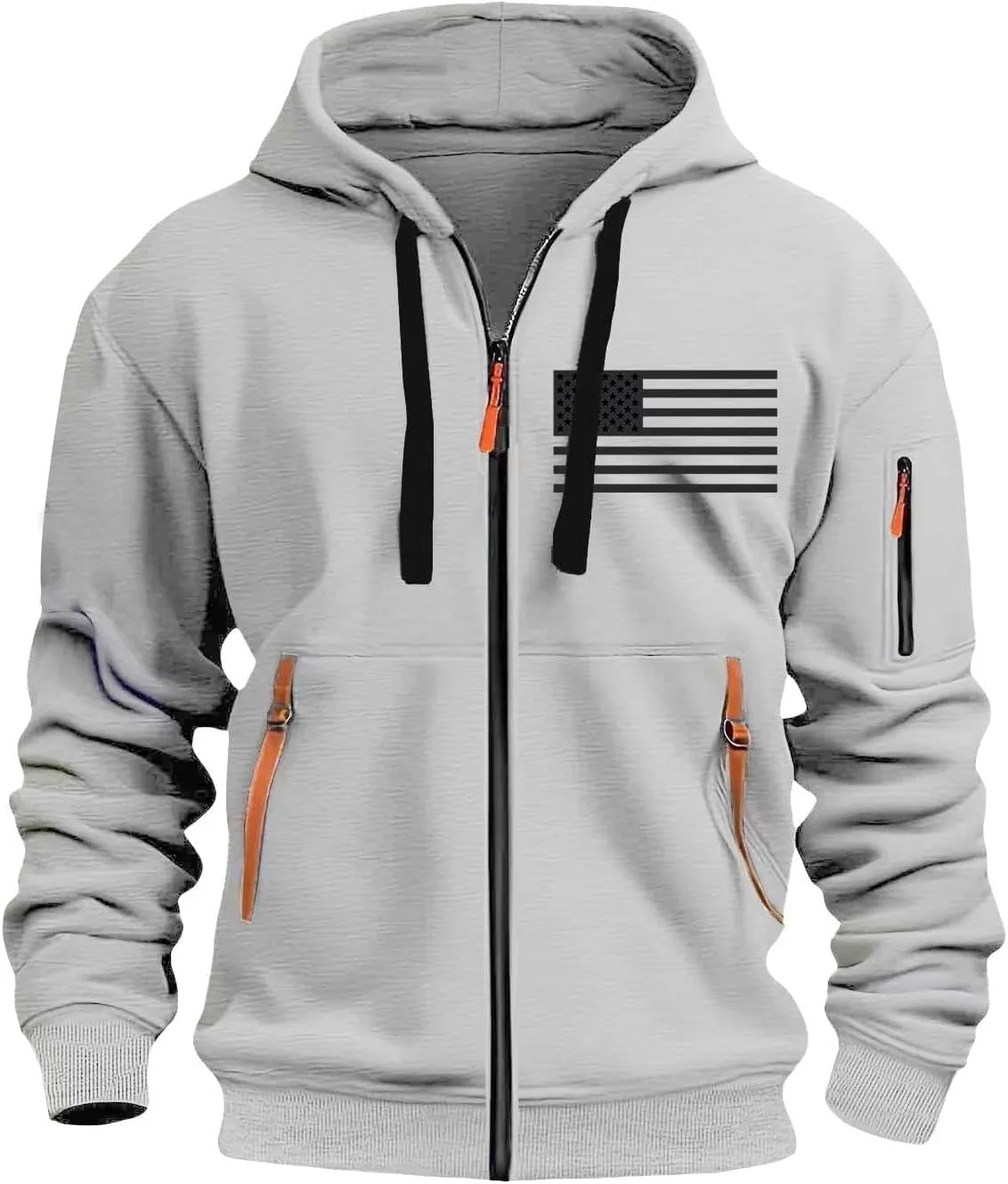 Mens America Hoodies Vintage American Flag Graphic Patriotism Hoodie 1/4 Zip Up Pullover Workout Usa Sweatshirt