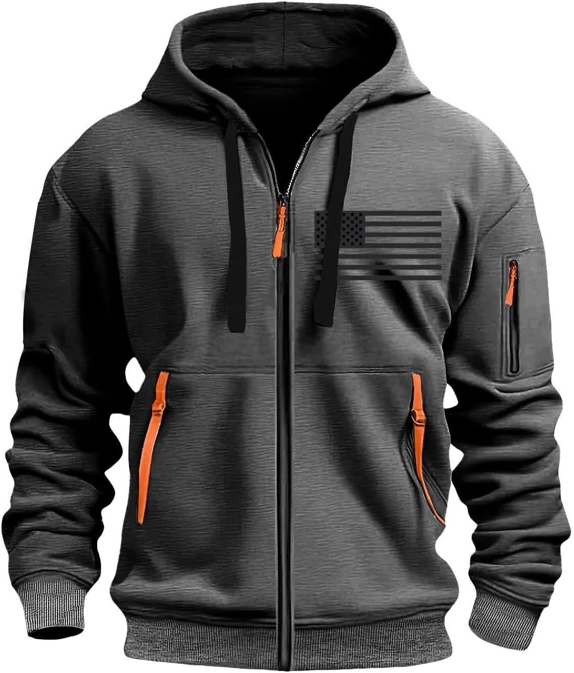 Mens America Hoodies Vintage American Flag Graphic Patriotism Hoodie 1/4 Zip Up Pullover Workout Usa Sweatshirt