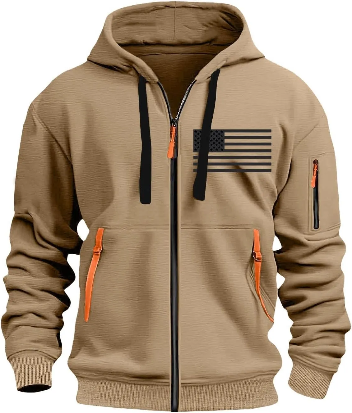 Mens America Hoodies Vintage American Flag Graphic Patriotism Hoodie 1/4 Zip Up Pullover Workout Usa Sweatshirt