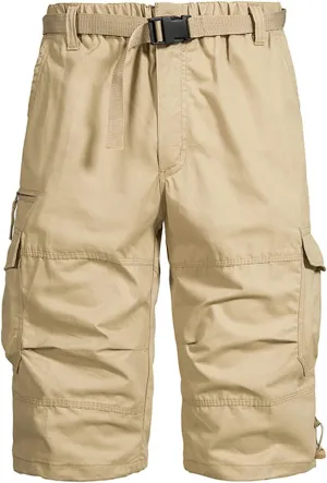 Men's Athletic Shorts Cotton Cargo Comfy Shorts Elastic Waist Summer Classic Fit Shorts with Pockets Baggy Shorts