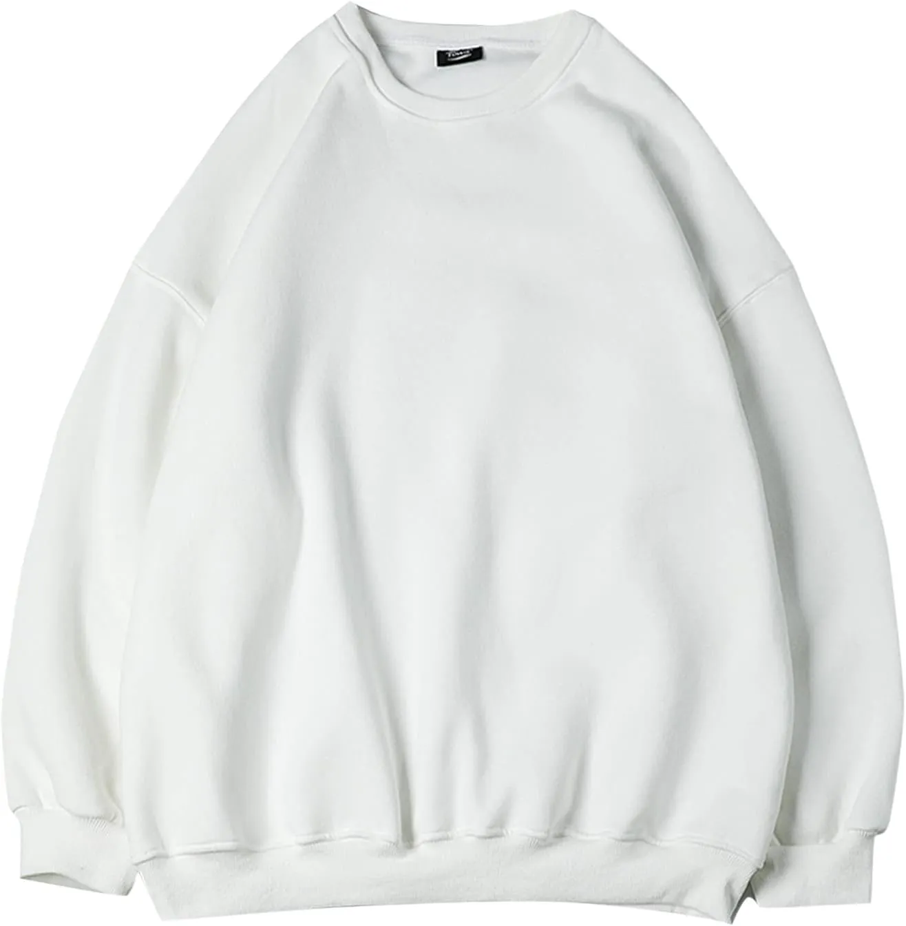 Men's Baggy Sweater Fashion Solid Crewneck Drop Shoulder Sleeve Pullover Sweatshirt Loose Crewneck Sweater