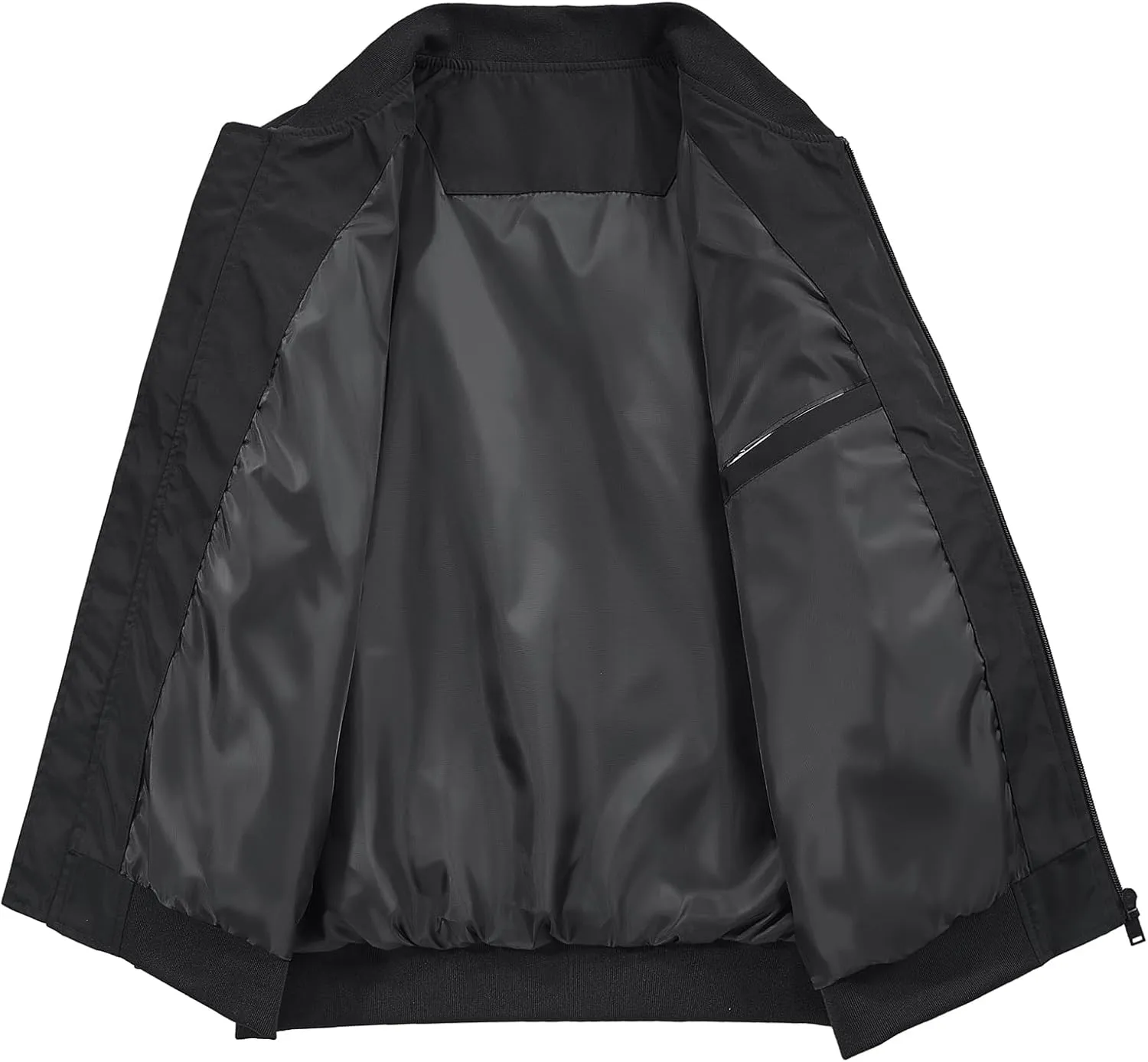 Men's Baseball Collar Jacket Multi-Pocket Jacket Thin Windproof Multi-Zip Flight Jacket