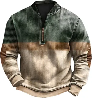 Men's Cable Knit Pullover 3D Sweater Polo Long Sleeved Hoodie Sweatshirts with Elbow Patches Sweaters For Men Men's