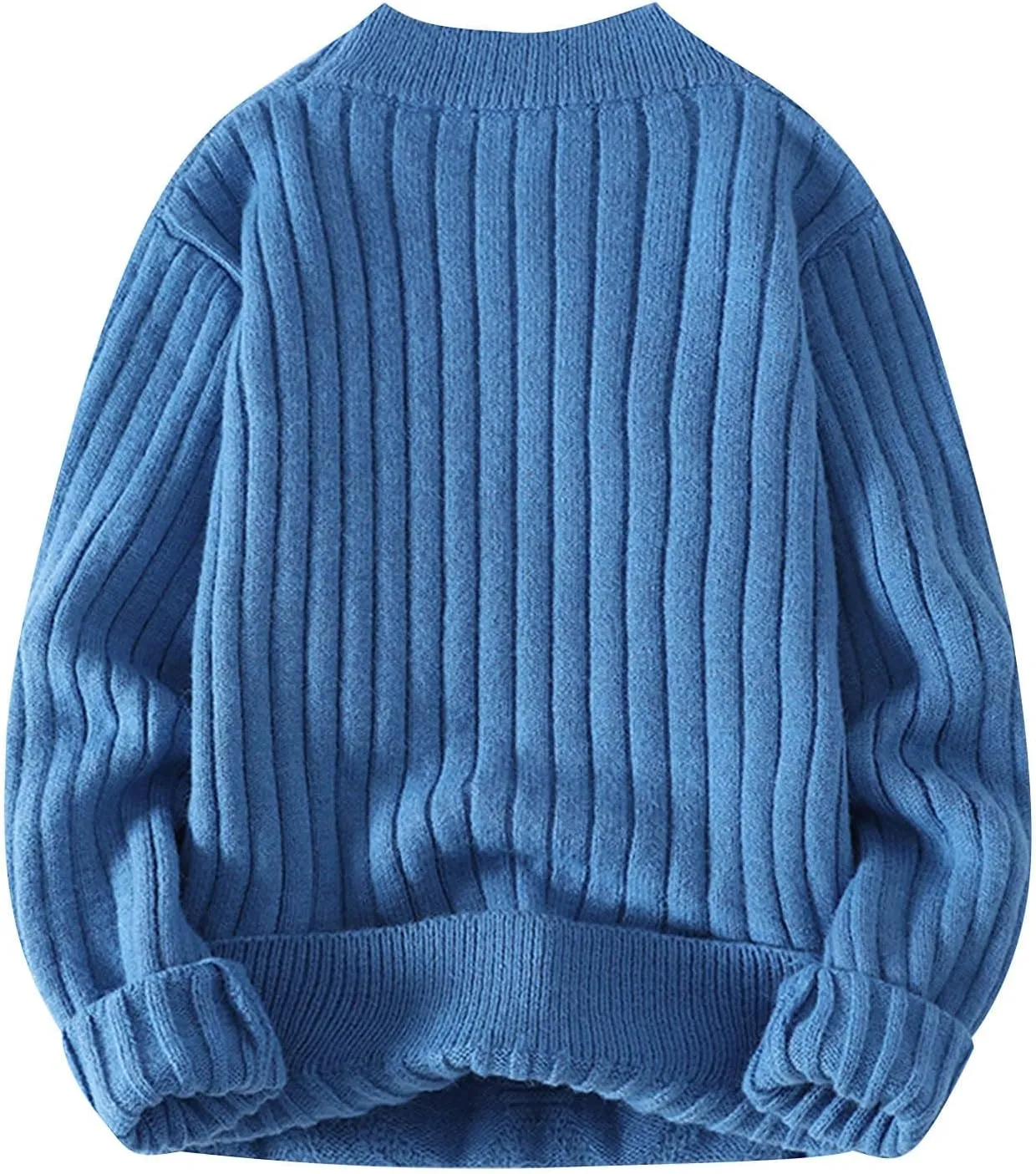 Mens Cable Knit Sweater Plus Size Knitted Chunky Pullover Loose Crewneck Sweater Winter Thermal Long Sleeve Knitwear