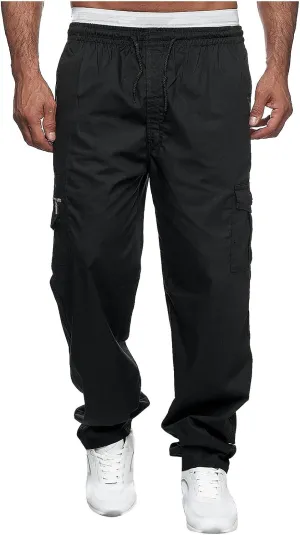 Mens Cargo Pants Baggy Button Fly Workout Joggers Casual Outdoor Lightweight Hiking Pants with Zipper Pockets