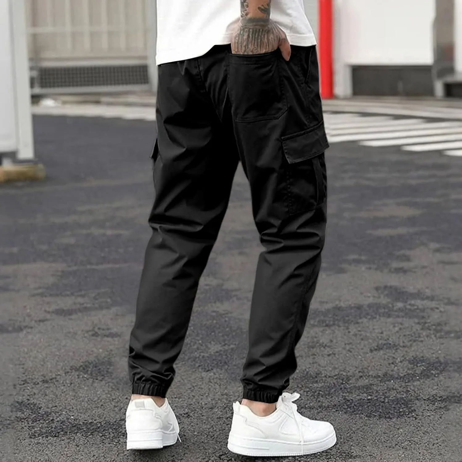 Mens Cargo Pants Flexible Athletic Comfort Work Pants Camouflage Relaxed Fit Fishing Quick-Dry Stretch Tactical Pant