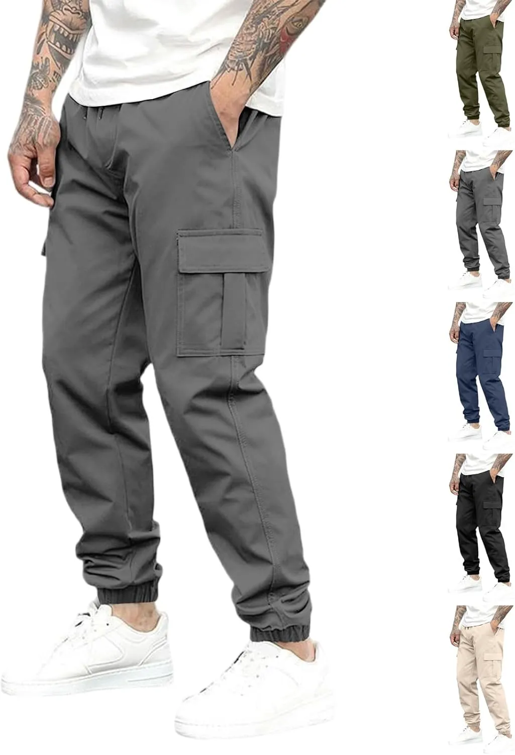Mens Cargo Pants Flexible Athletic Comfort Work Pants Camouflage Relaxed Fit Fishing Quick-Dry Stretch Tactical Pant