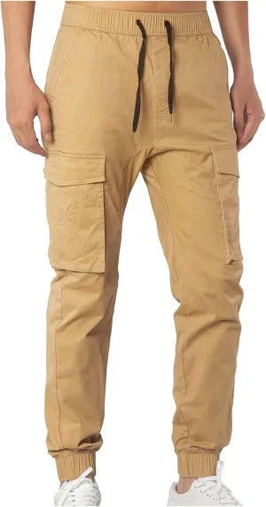 Mens Cargo Pants Loose Fit Cargo Pants Baggy Fit Casual Pants Elastic Waist Drawstring Trousers with Pockets