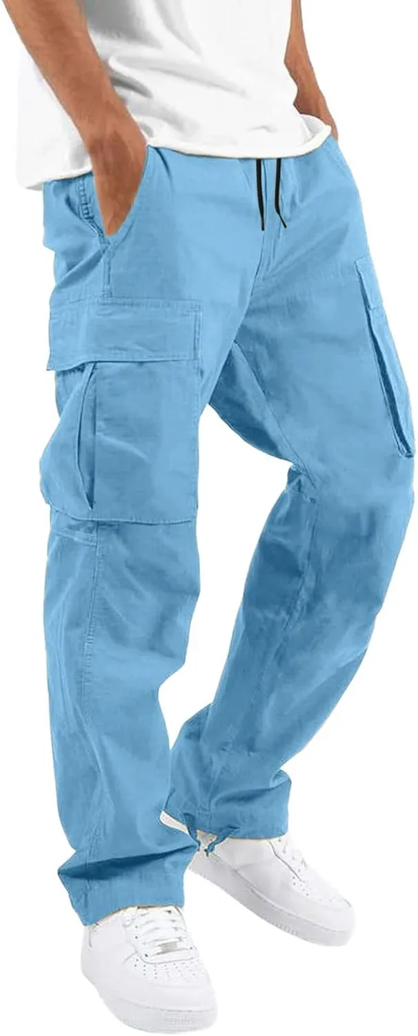 Men's Cargo Pants with Pockets Loose Fit Trousers Fashion Casual Hiking Pant Camping Travel Mens Sweatpants Joggers