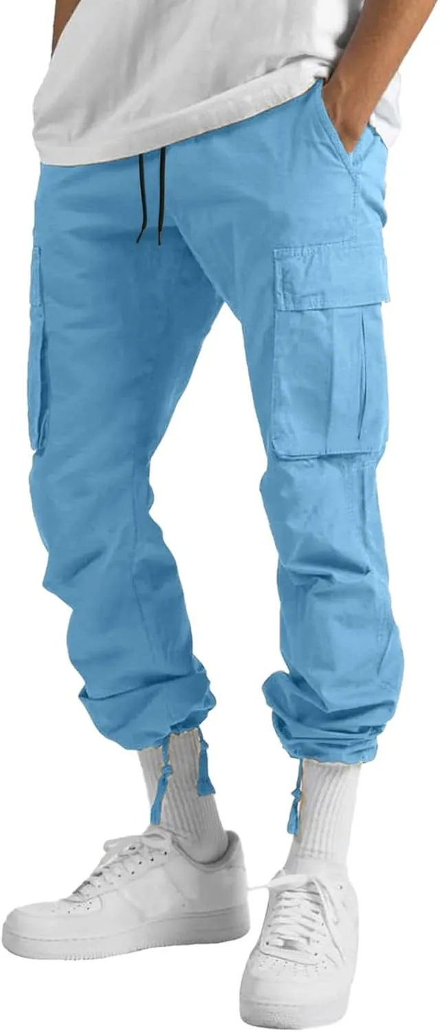 Men's Cargo Pants with Pockets Loose Fit Trousers Fashion Casual Hiking Pant Camping Travel Mens Sweatpants Joggers