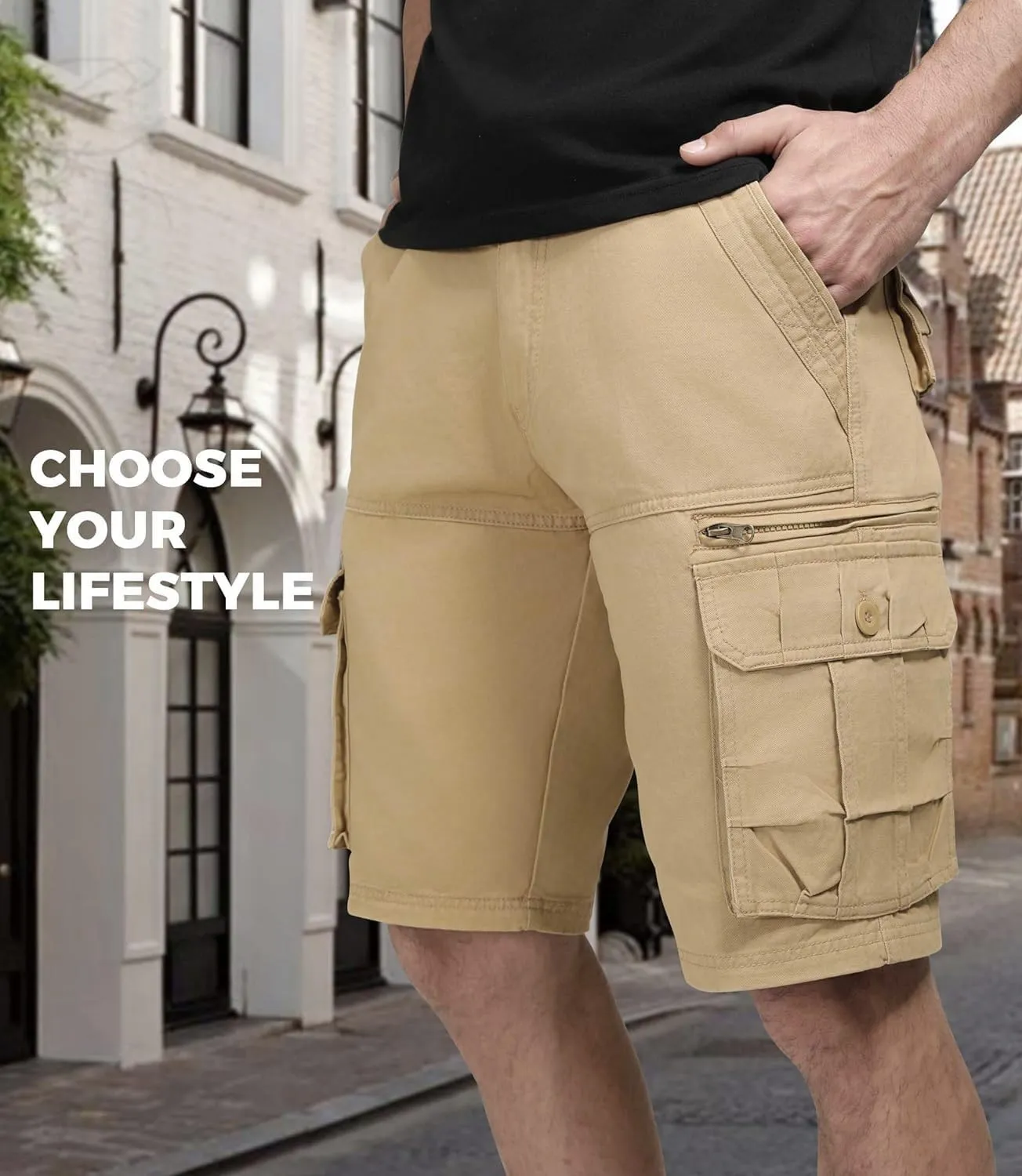 Mens Cargo Shorts Classic Fit Lightweight Ripstop Pants Hiking Outdoor Work Short Trousers with Multi Pocket
