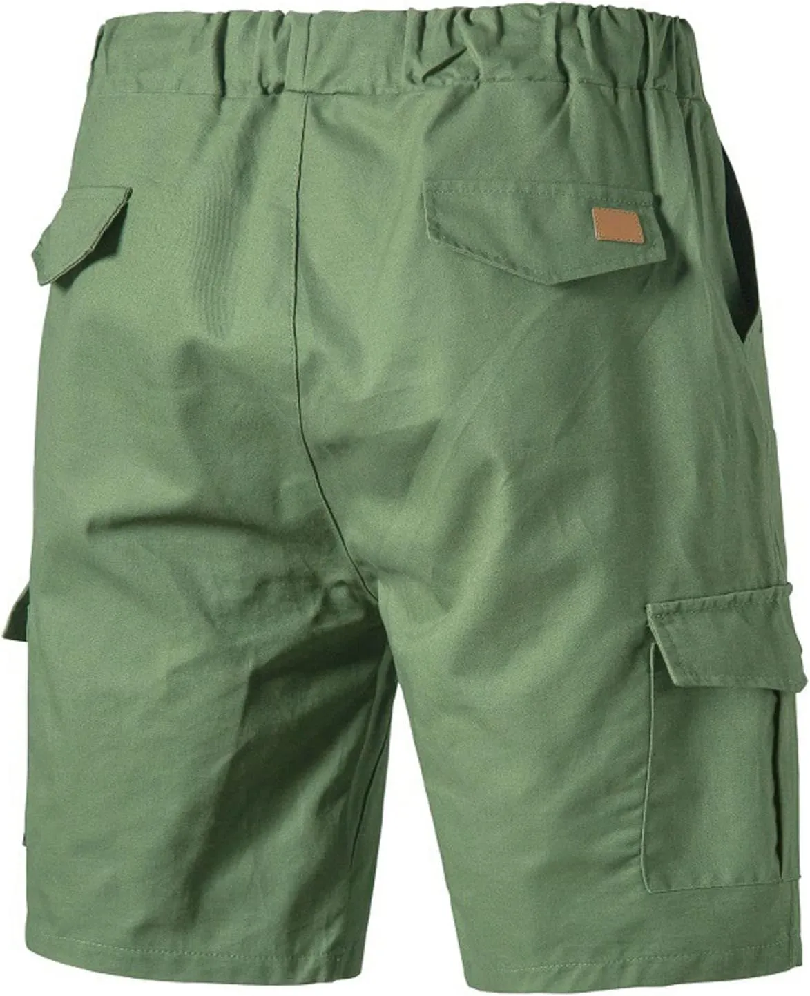 Men's Cargo Shorts Elastic Waisted Drawstring Classic Khaki Shorts Pants Plus Size Multiple Pockets Summer Casual Shorts