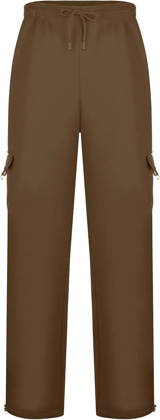 Men's Casual Cargo Pants, Rope Loosening Waist Tapered Stretch Twill Drawstring Trousers with Multiple Pockets