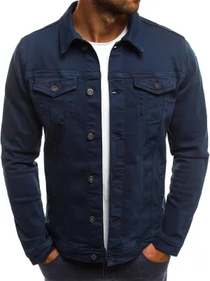 Men's Casual Classic Denim Jacket Slim Fit Fashion Jean Coat