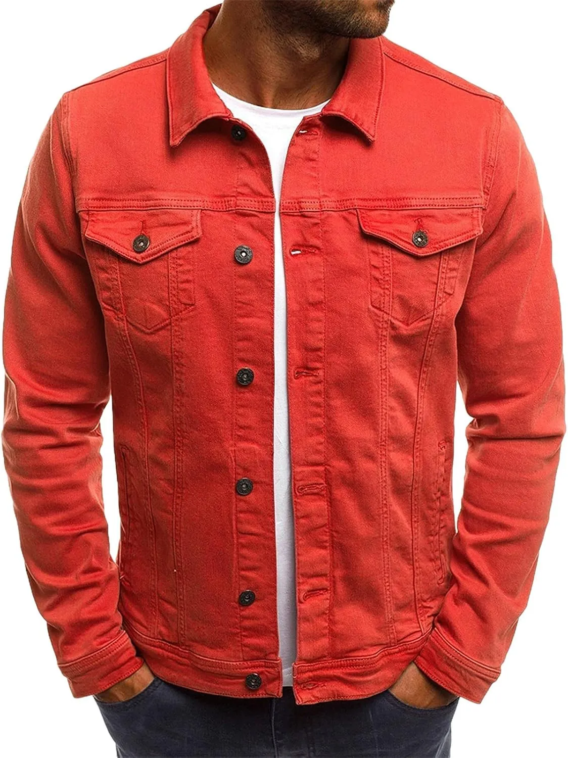 Men's Casual Classic Denim Jacket Slim Fit Fashion Jean Coat