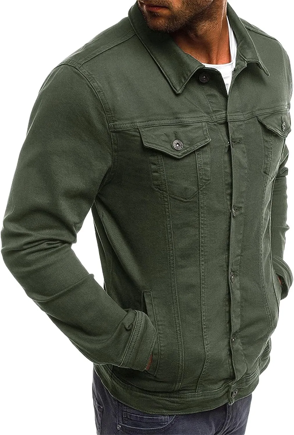 Men's Casual Classic Denim Jacket Slim Fit Fashion Jean Coat