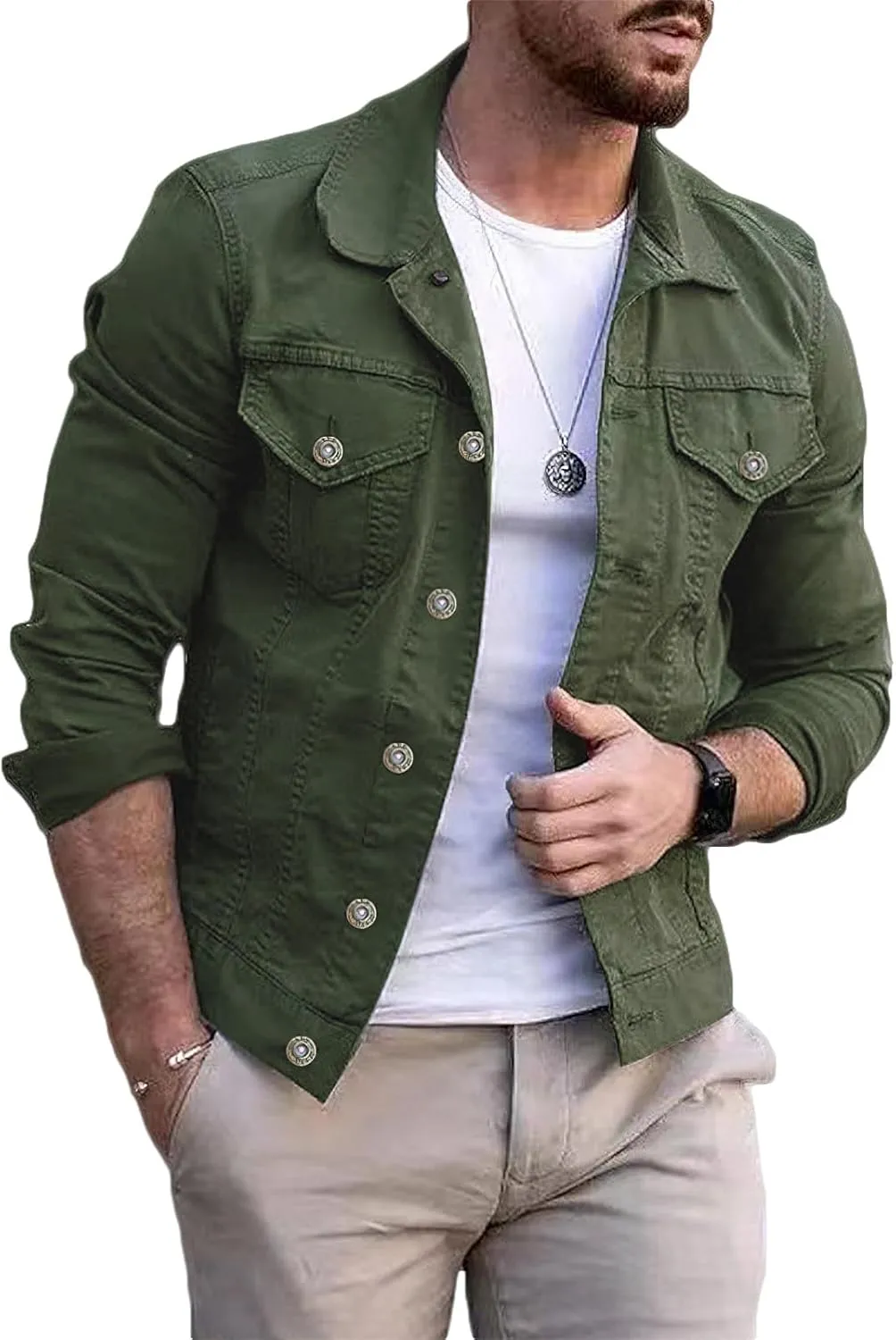 Men's Casual Classic Denim Jacket Slim Fit Fashion Jean Coat