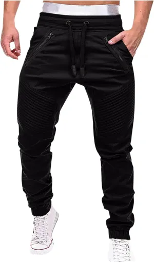 Mens Casual Joggers Pants Cotton Drawstring Chino Cargo Pants for Hiking & Outdoor Activities