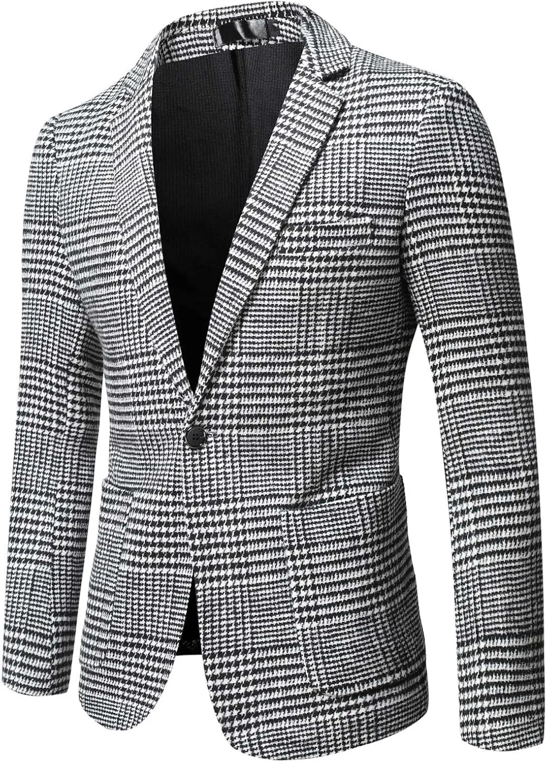 Men's Casual Slim Fit Suit Lapel Button Suit Jackets Lightweight Fashion Vintage Coats Formal Business Suit Jackets