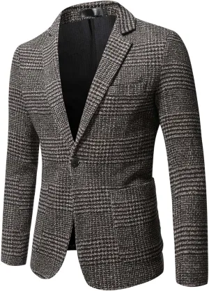 Men's Casual Slim Fit Suit Lapel Button Suit Jackets Lightweight Fashion Vintage Coats Formal Business Suit Jackets