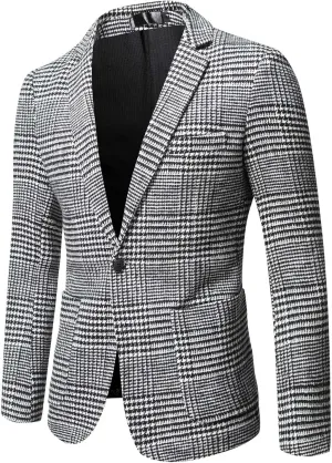 Men's Casual Slim Fit Suit Lapel Button Suit Jackets Lightweight Fashion Vintage Coats Formal Business Suit Jackets
